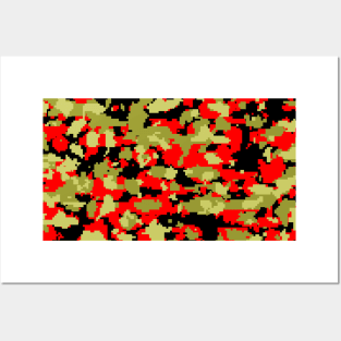 Olive Red Digital Camouflage Posters and Art